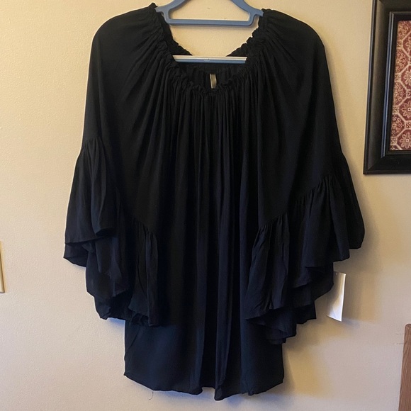 Elan Black Ruffled Tunic Top 🆕 - Picture 1 of 11